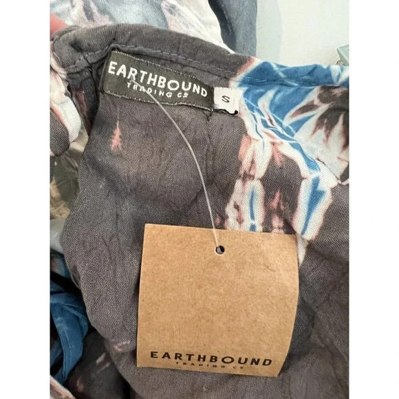 Earthbound Trading Co Gray/Blue Tie Dye Romper Size Small New With Tags - Picture 9 of 10